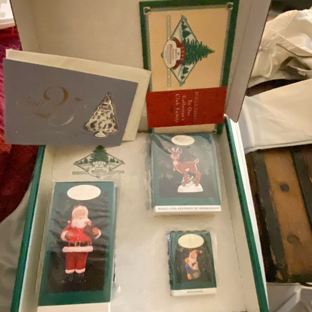 Set 3 HALLMARK KEEPSAKE 1996 MEMBERSHIP COLLECTORS CLUB CHRISTMAS ORNAMENTS